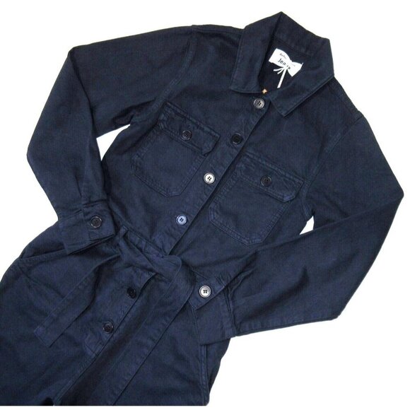 NWT Reformation Kendall Boiler Jumpsuit in Navy Blue Belted Denim Coverall 2 - Picture 3 of 7